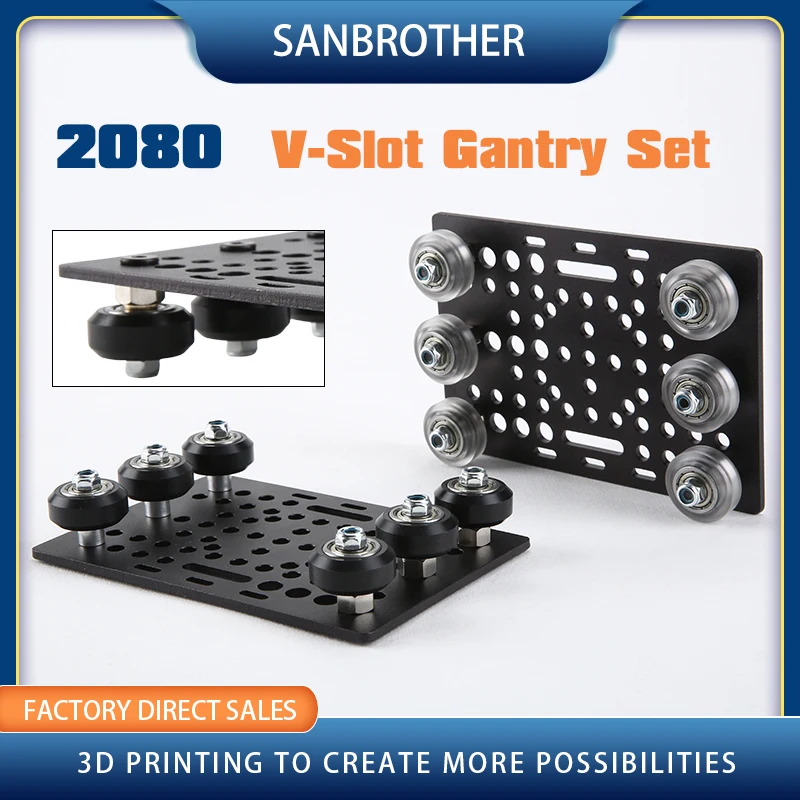 2080 V-Slot Gantry Set 20-80mm piastra Gantry con ruote per profili in alluminio kit piastra in alluminio con scanalatura a V Plat v-openbuildd