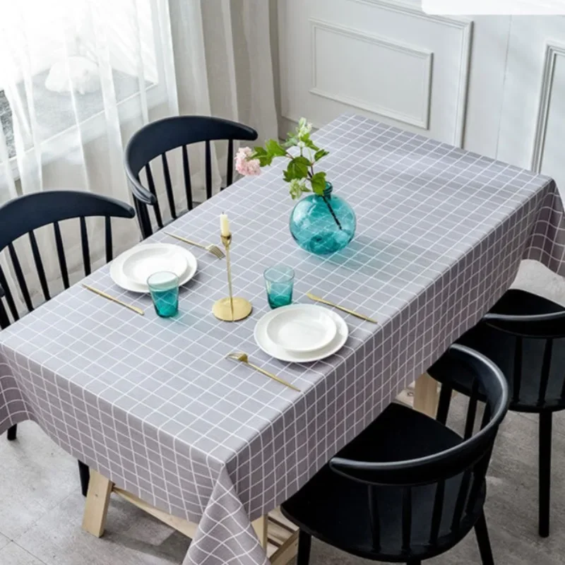 Plaid Table Cloth Waterproof Oil-proof Anti-scalding PVC Tablecloth Desk Ins Student No-wash Anti-fouling Tablecloths Household