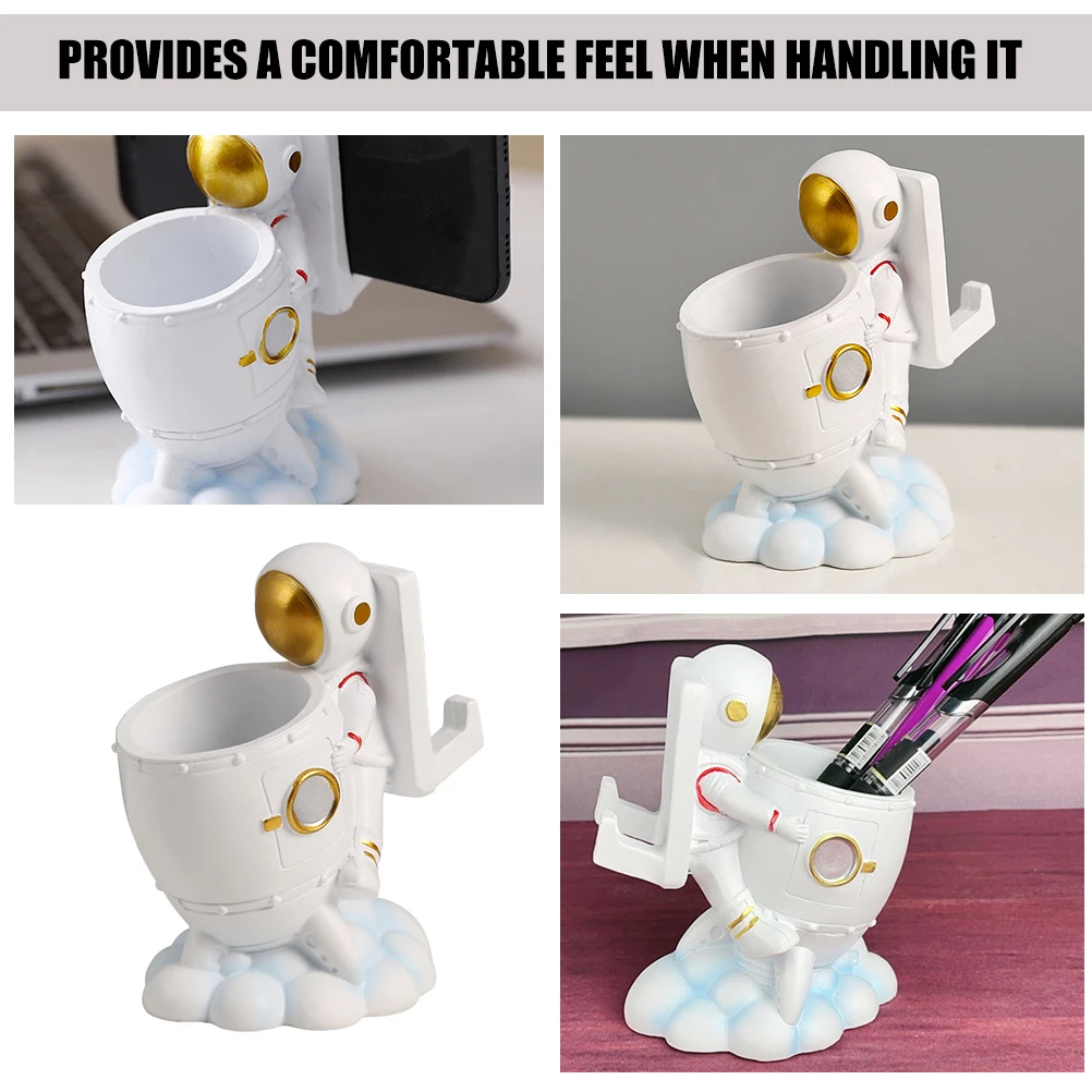 

Resin Astronaut Pen Holder Desktop Brush Makeup Brushes Decor Living Room Ornaments Vanity Pencil Cup Stationery Pot Spaceman
