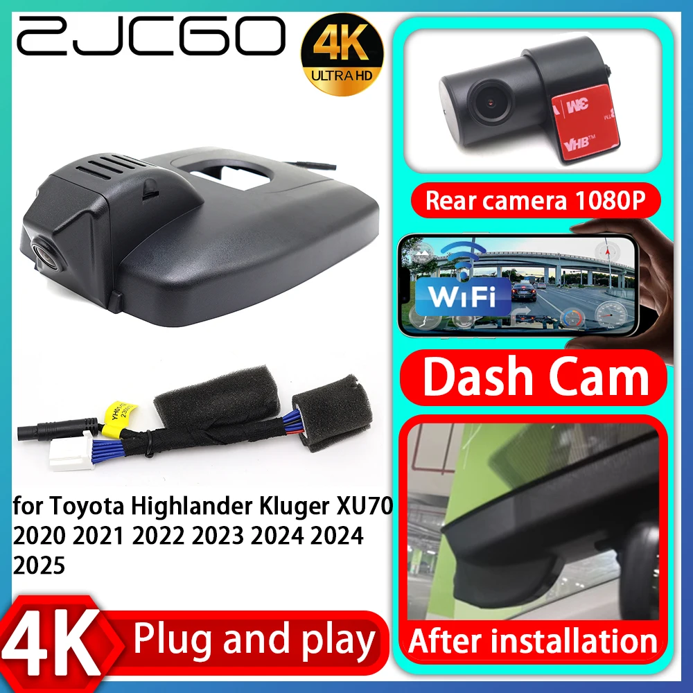 

ZJCGO UHD 4K 2160P Plug and Play DVR Dash Cam Video Recorder Toyota Highlander Kluger XU70 2020 2021 2022 2023 2024 2024 2025