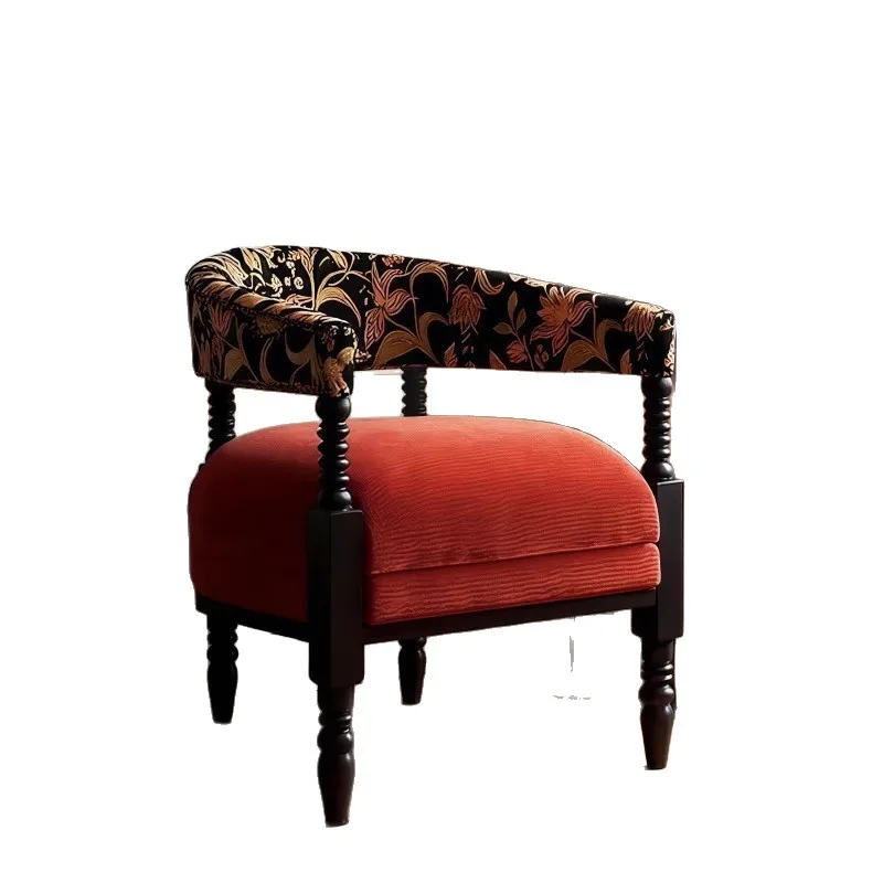 

French retro single sofa chair designer small apartment home bedroom living room American solid wood Rosie leisure chair