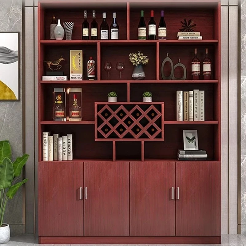 

Nordic Shelves Bar Cabinet Mobile Living Room Storage Kitchen Wine Cabinet Luxury Wood Standing Estante Drinking Bar Furniture