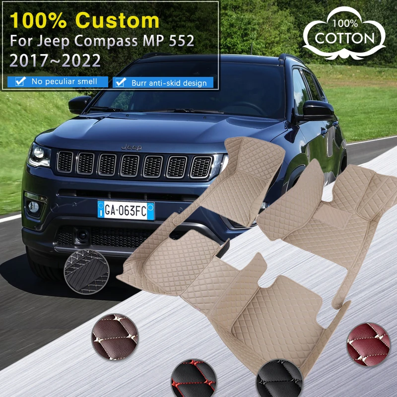 

Car Floor Mats For Jeep Compass MP 552 2017~2022 Leather Luxury Mat Protective Rugs Carpet Set Interior Parts Car Accessories