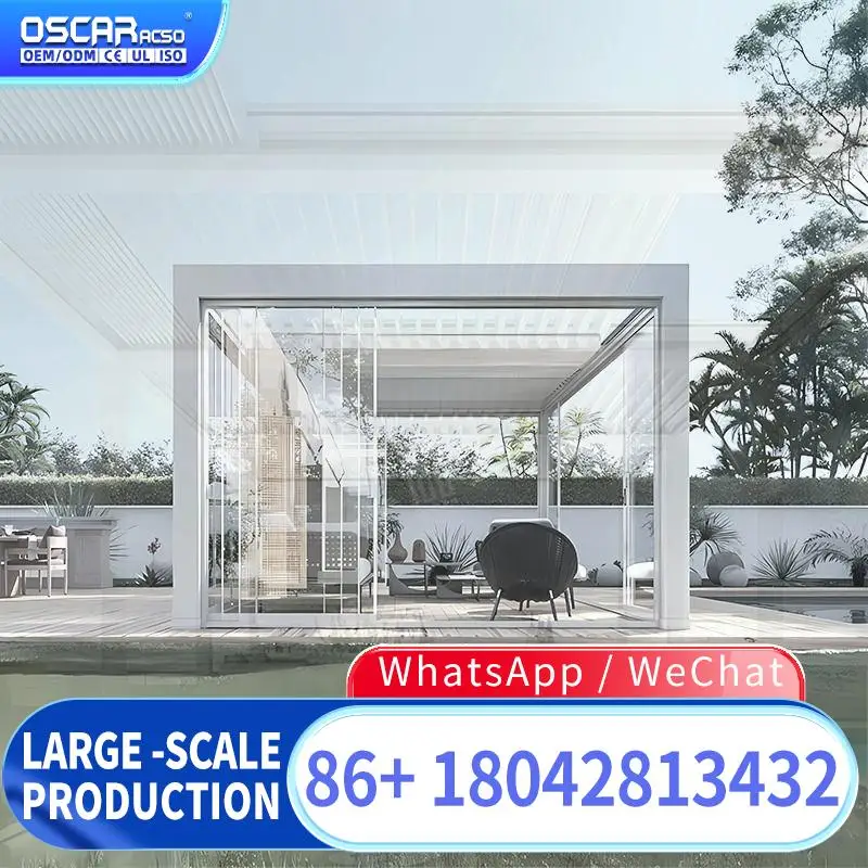 Outdoor Waterproof Aluminum Bioclimatic Structure for Garden Veranda Patio Factory made Pavilion Pergola pergola