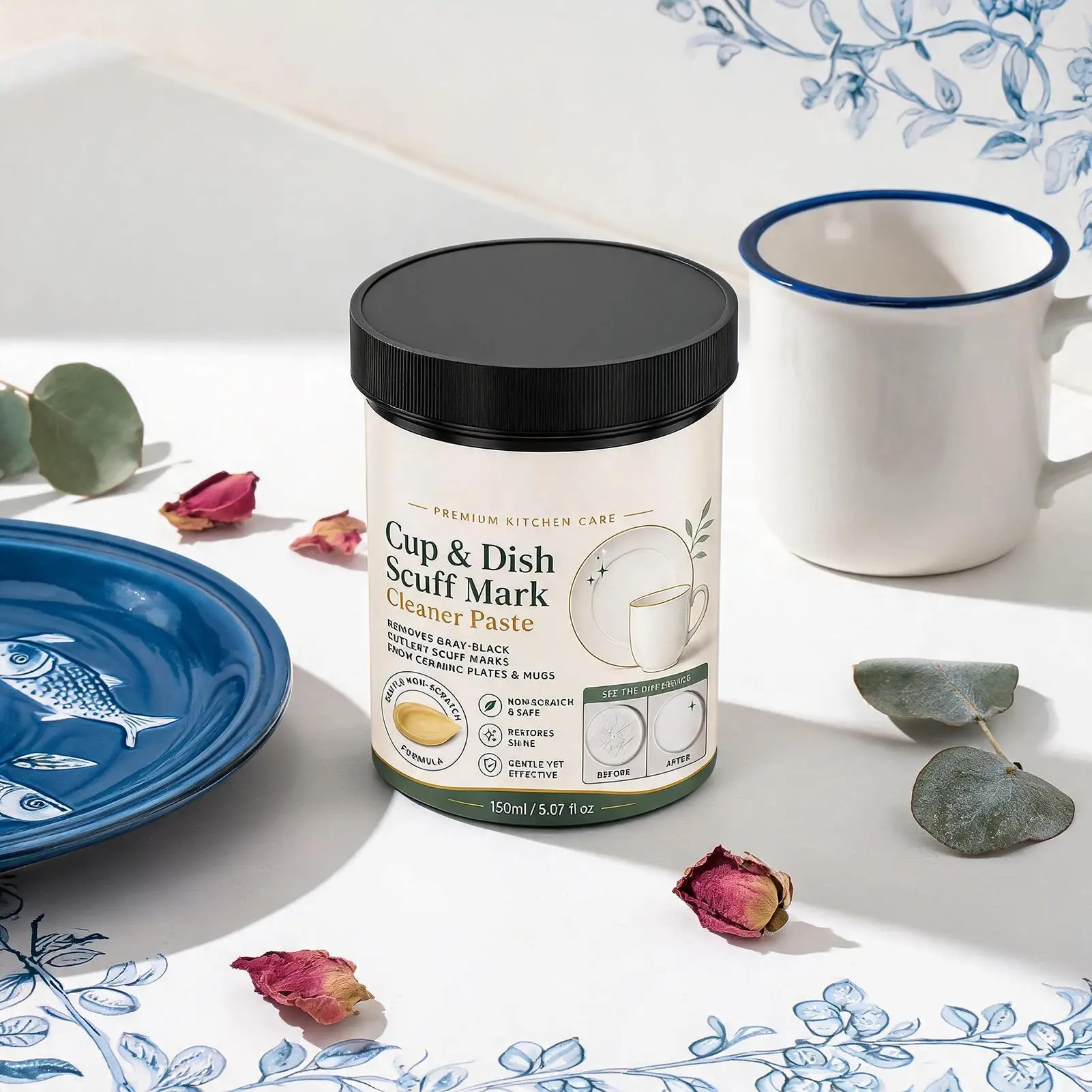 150ml Metal Mark Removal Cream Ceramic Tableware Restorer Deep Cleaning Paste for Teaware Coffee Cups