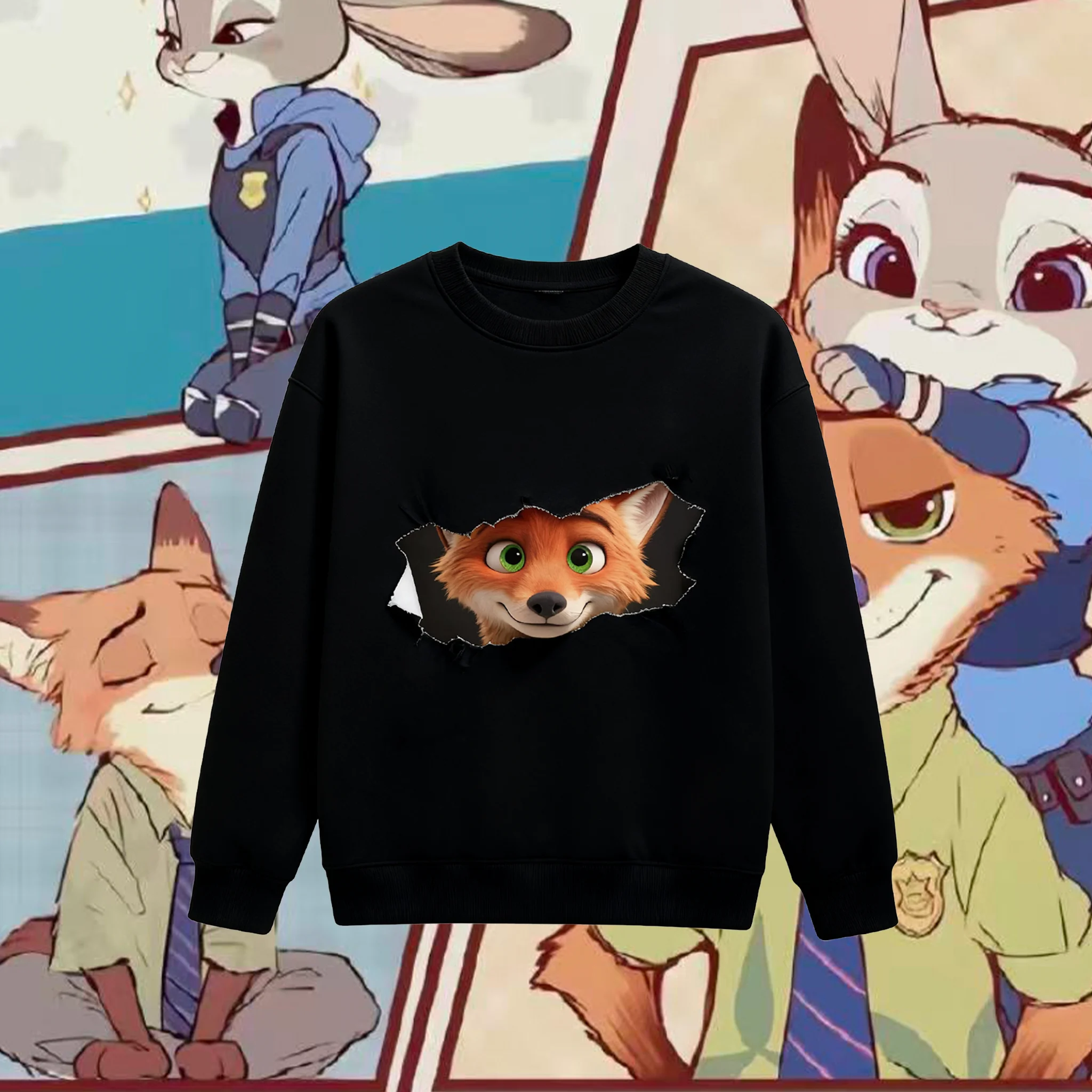 

Disney's New Judith Nick Big Eyed Printed Hoodie Men's Casual Autumn and Winter Couple Cartoon Top Children's Theme Sportswear