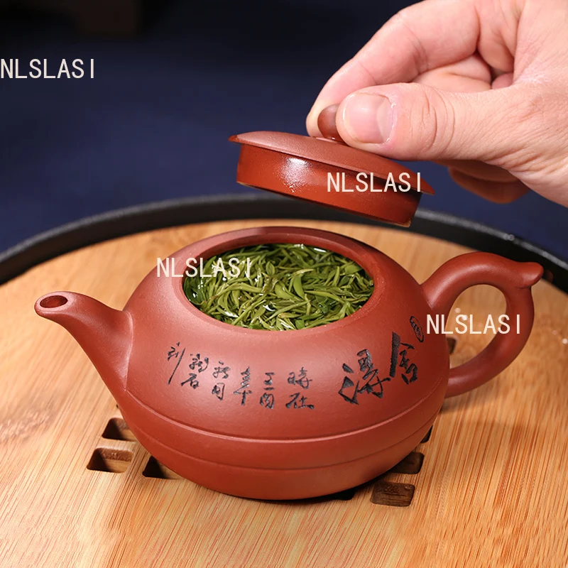 

260 мл глиняный горшок Исин ручной работы Пу Эр зеленый чайник кунг-фу чайный сервиз прозрачный цемент Feihong горшок посуда для питья