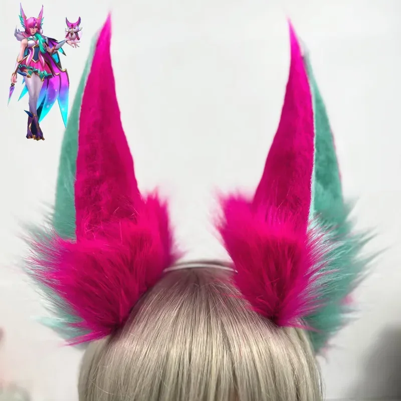 Hand Made Simulation Beast Animals xayah bird Fox Wolf Ears Hair Hoop Headwear Lolita Halloween Christmas Anime Cosplay Props