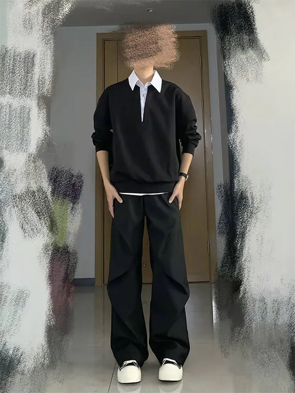 

Мужские плиссированные брюки Bla с широкими штанинами, на флисовой подкладке, для осени и зимы, повседневные, молодежные, в стиле Cleanfit, с эффектом драпировки, для работы