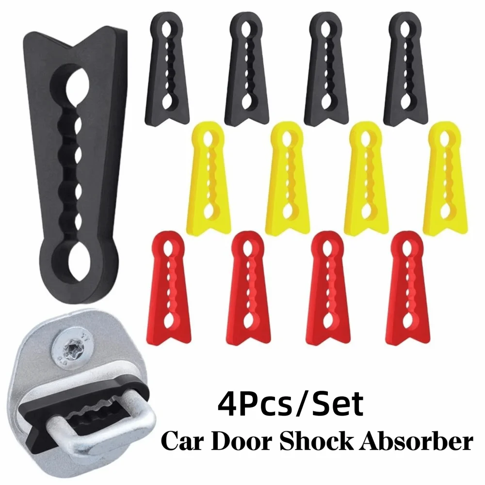 

4Pcs Silicone Car Door Shock Absorber Seal Soundproofing Door Lock Cover Sound Reduction Thickened Car Door Lock Protectors