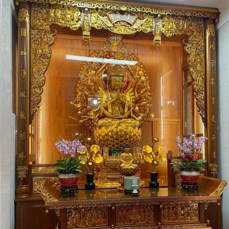 Solid wood temple ancestral hall hall house temple  cabinet offering table Taoist temple