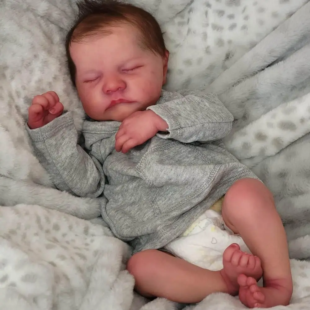 43 cm hoge realistische Levi herboren babypop, zachte en realistische vinylpop, verwisselbaar en wasbaar, handgemaakte 3D geverfde pop