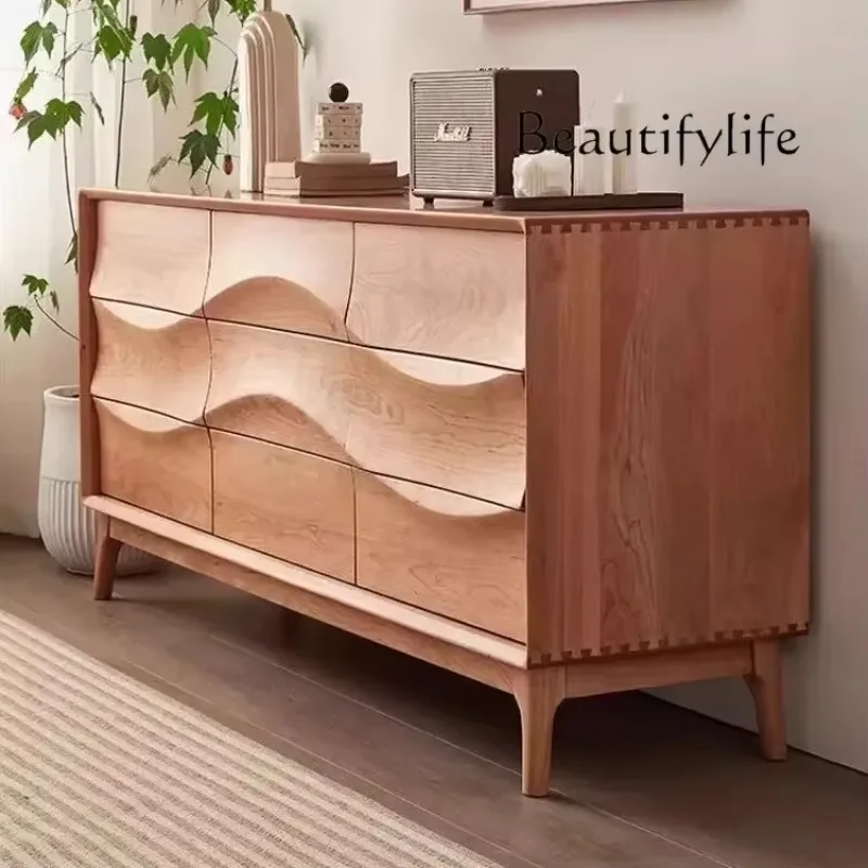 

Nordic solid wood nine bucket bedroom locker living room Chinese storage cabinet Japanese locker