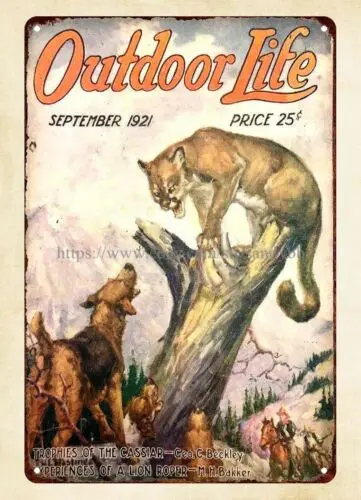buy wall 1921 OUTDOOR LIFE magazine cover hunting wildlife dog metal tin sign sign