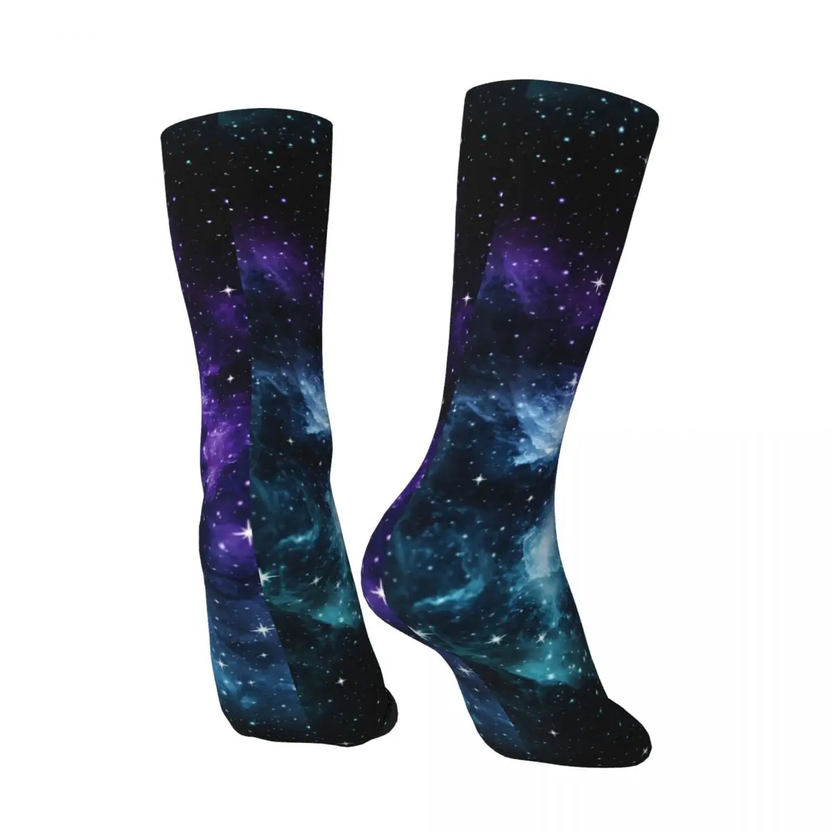 Chaussettes de Compression Rétro Teal Nebula pour Homme, Unisexe, Espace, Galaxie, Harajuku, Sans Couture, Imprimé, Nouveauté, Crew