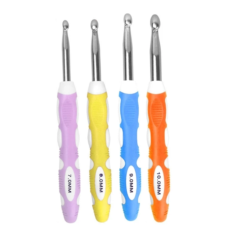 4Pcs Ergonomic Crochet Hook for Beginner Experienced Hobbyist 7.0mm-10mm Ergonomic Crochet Needle for Sweater Scarf