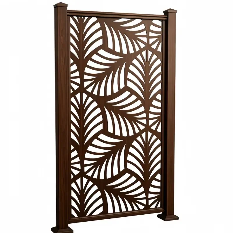 Modern Design 6 Feet Eco Friendly WPC Vinyl Clad Trellis Fence Panels for Outdoor Easy to Install Aluminum Engraved Fence