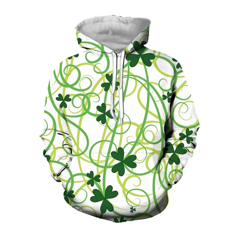 

Simple Clover Graphic Sweatshirts Lucky Men's Fashion National Flower 3D Printing Hoodies For Men Clothing Casual Women Y2k Tops