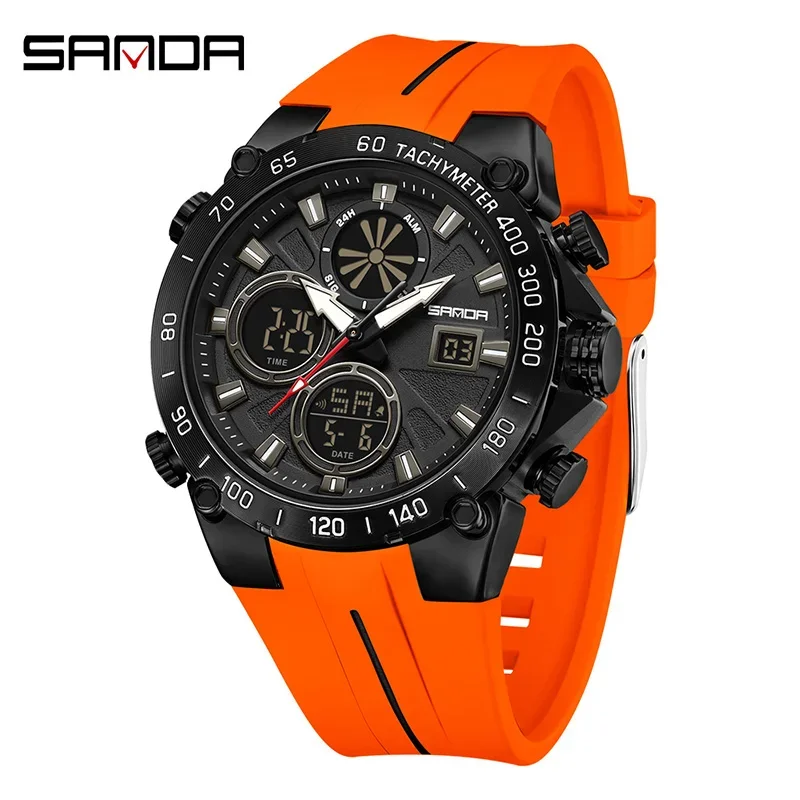

SANDA SD6262 Электронные кварцевые часы для мужчин Спорт на открытом воздухе Будильник Хронограф Водонепроницаемые часы с календарем
