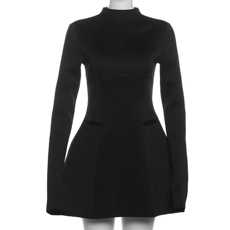 الخريف عارية الذراعين Bodycon قصيرة مثير ألف خط فستان أنيق للنساء ملهى ليلي فستان حفلة صغيرة طويلة الأكمام فستان أبيض Vestidos