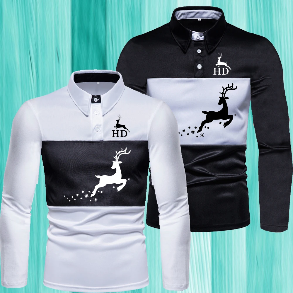 Long Sleeve Polo Shirt Men's 2023 Spring New Business Workwear Lapel T-Shirt