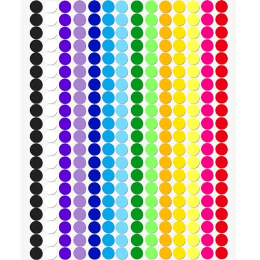 

Цветные наклейки с точками для кодирования - 2800 шт., круглые наклейки диаметром 1/2 дюйма для организации работы в офисе, классе и дома - 14 ярких цветов в ассортименте
