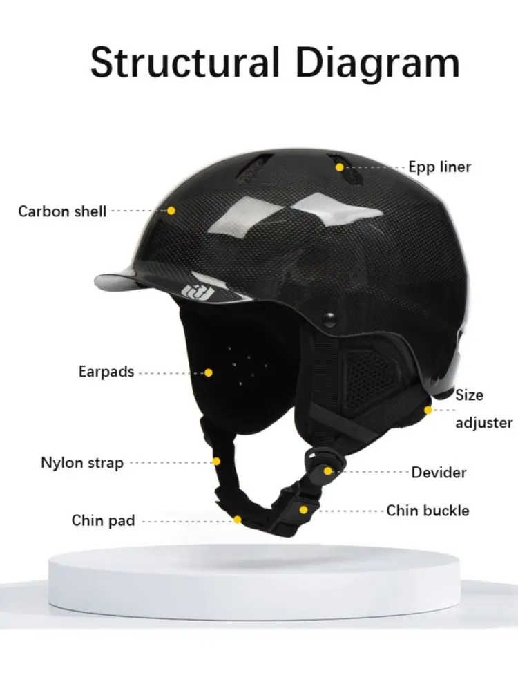 프라이빗 맞춤 고품질 탄소 섬유 편안한 착용감 스키 헬멧 (겨울 야외 스포츠용)