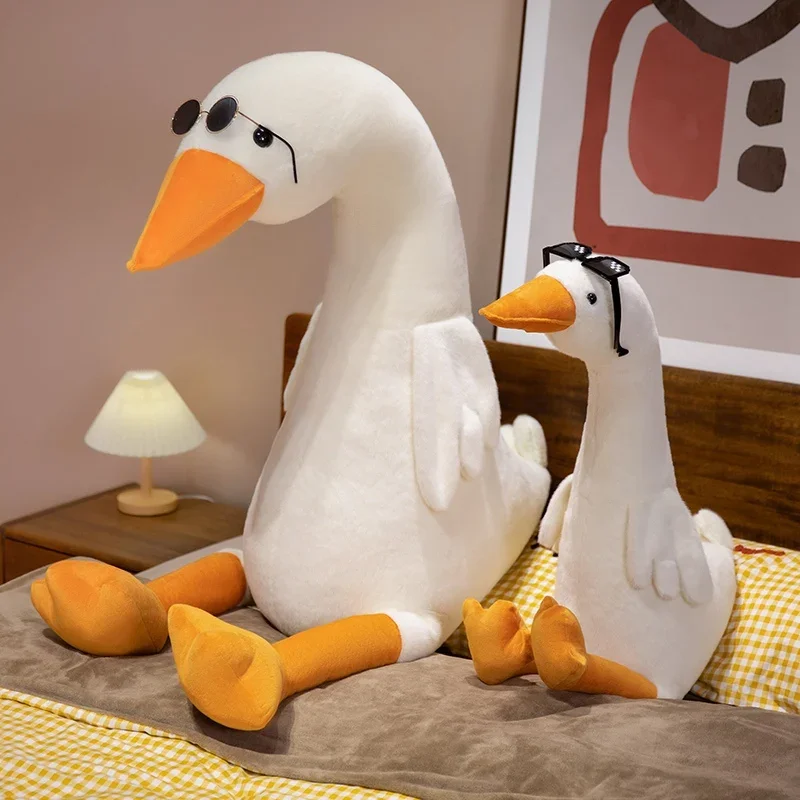 60/105/135cm Cute Fluffy Big Size White Goose Plush Toy Kawaii Huge Duck Sleep Pillow Cushion Soft Stuffed Animal Doll Toy Gift