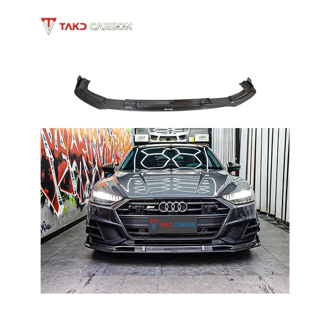 Factory Direct Hot Sale Style Dry Carbon Fiber Front Bumper Lip universal rear spoilers For AUDI A7 S7 C8