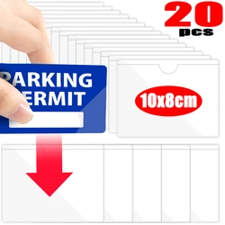 Car Windshield Transparent Card Holder Parking Pass Label Set Portable Adhesive Protective Film Cards Identification Card Holder