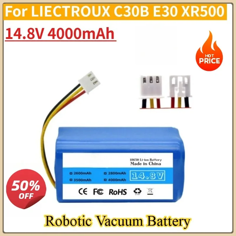 

New Robotic Vacuum Battery 14.8V 4000mAh for LIECTROUX C30B E30 XR500 Robot Vacuum Cleaner 1pc/pack