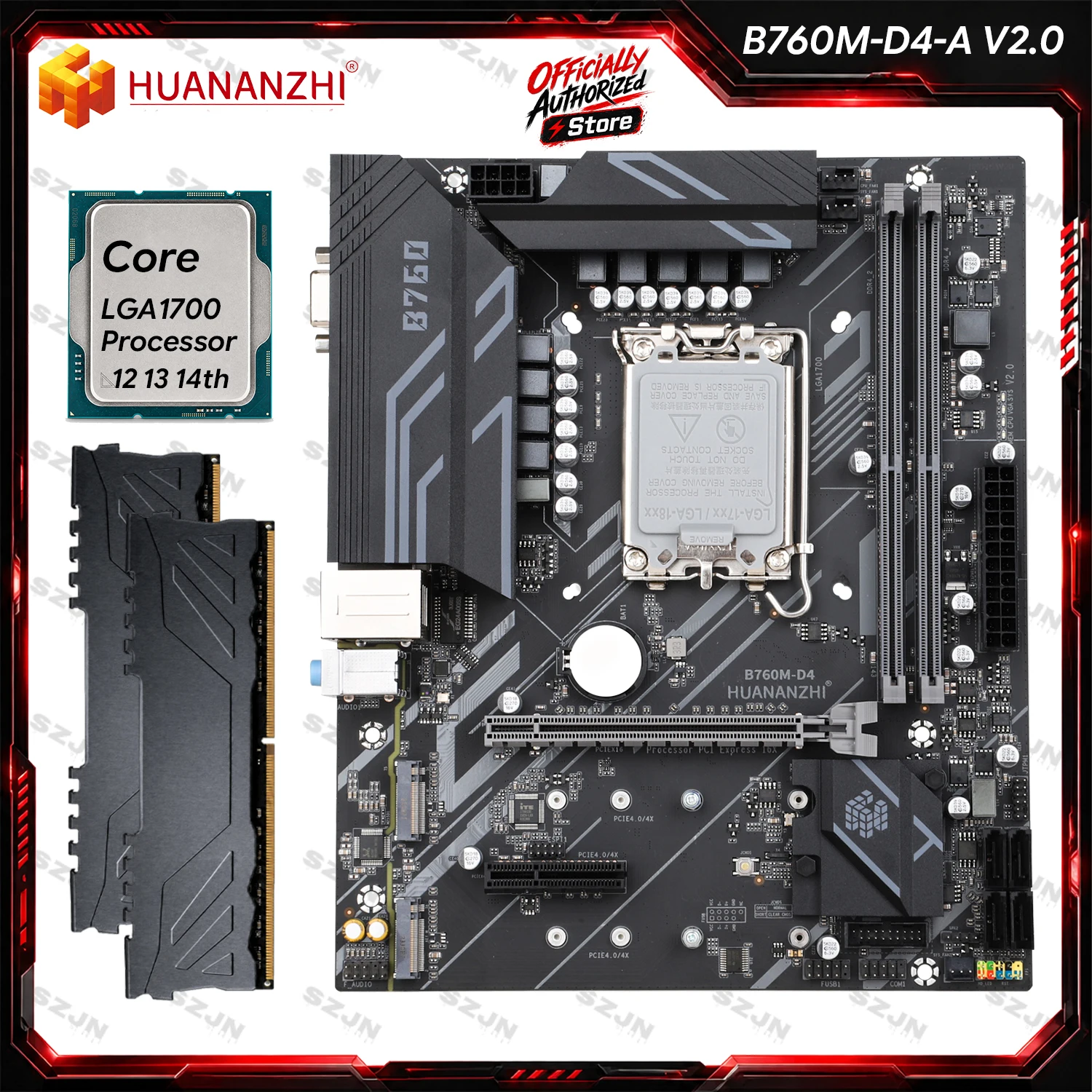 HUANANZHI B760M-D4-A V2.0 Motherboard Combo Intel Core i3 i5 12100F 13400F 14400 CPU DDR4 RAM M.2 NVMe PCIe 4.0 Desktop Kit