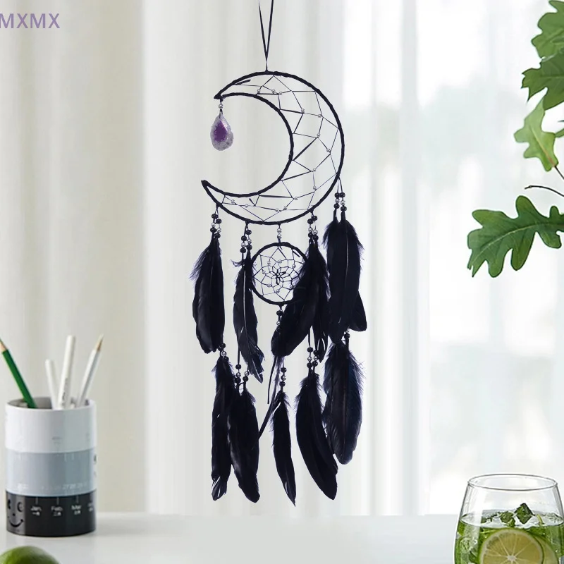 Handmade Rattan Beaded Feather Dreamcatcher Wall Hanging For Home Bedroom Wall Decoration Wind Chime Ornament