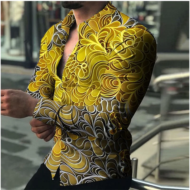 

New Men's Long Sleeve Shirt Butterfly 3D Printed Casual Men's Shirt Autumn Winter Flap Collar Long Sleeve Shirt