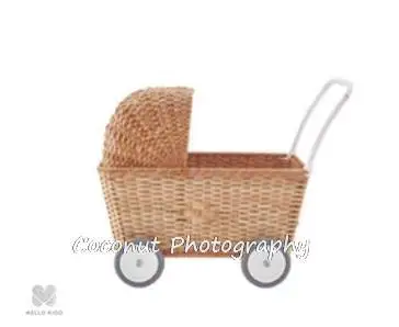 Newborn Photography Props Baby Retro Rattan Trolley Stroller Ins Fotografia Accessories Studio Shooting Photo Props