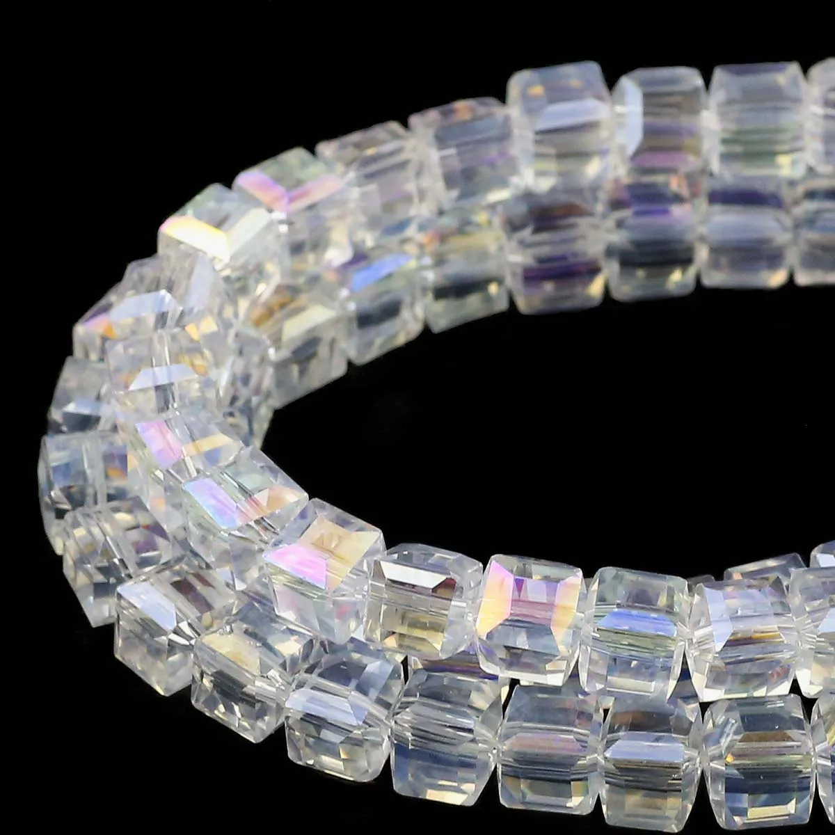 2/3/4/6/7mm Cube Austrian White Transparent AB Crystal Glass Square Spacer Loose Beads For Jewelry Making Bracelet Necklaces DIY