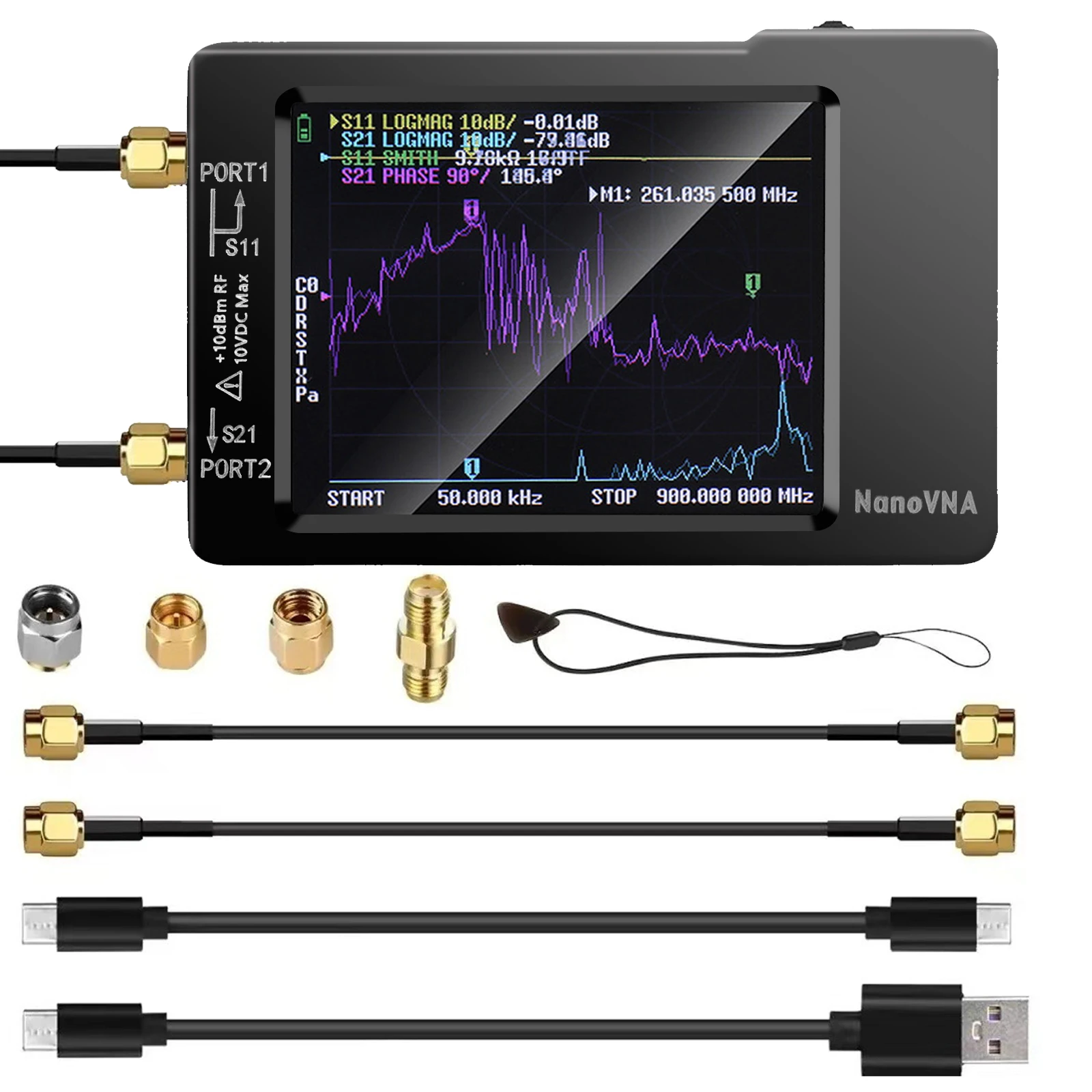 NanoVNA-H Vector Network Analyzer - 50KHz-1.5GHz Spectrum Analyzer, Touchscreen Antenna Analyzer, HW Version 3.6, 32GB SD Card