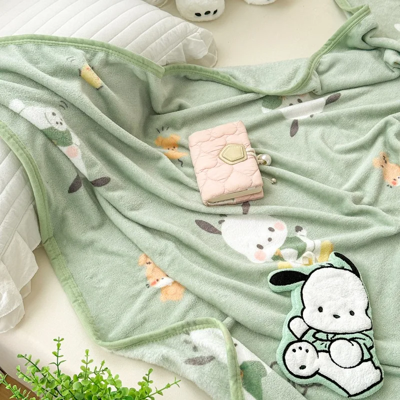 Manta grande Sanrio de 200x230, manta Kawaii de dibujos animados de Hello Kitty Pompompurin, decoración para habitación, Sábana de cama, colcha de cama esponjosa para niñas