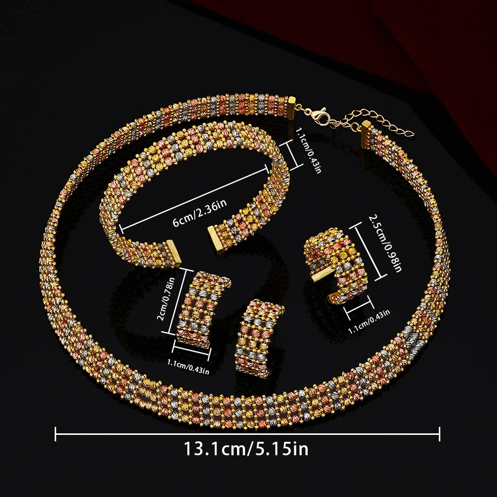 Luxury Gold Plated 4 pieces Jewelry Sets Dubai Nigeria Bridal Wedding Jewelry Sets For Women Party Accessoreis