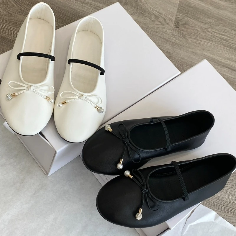 

Autumn Soft and Fine Lambskin Ballerinas Bow Flats for Women