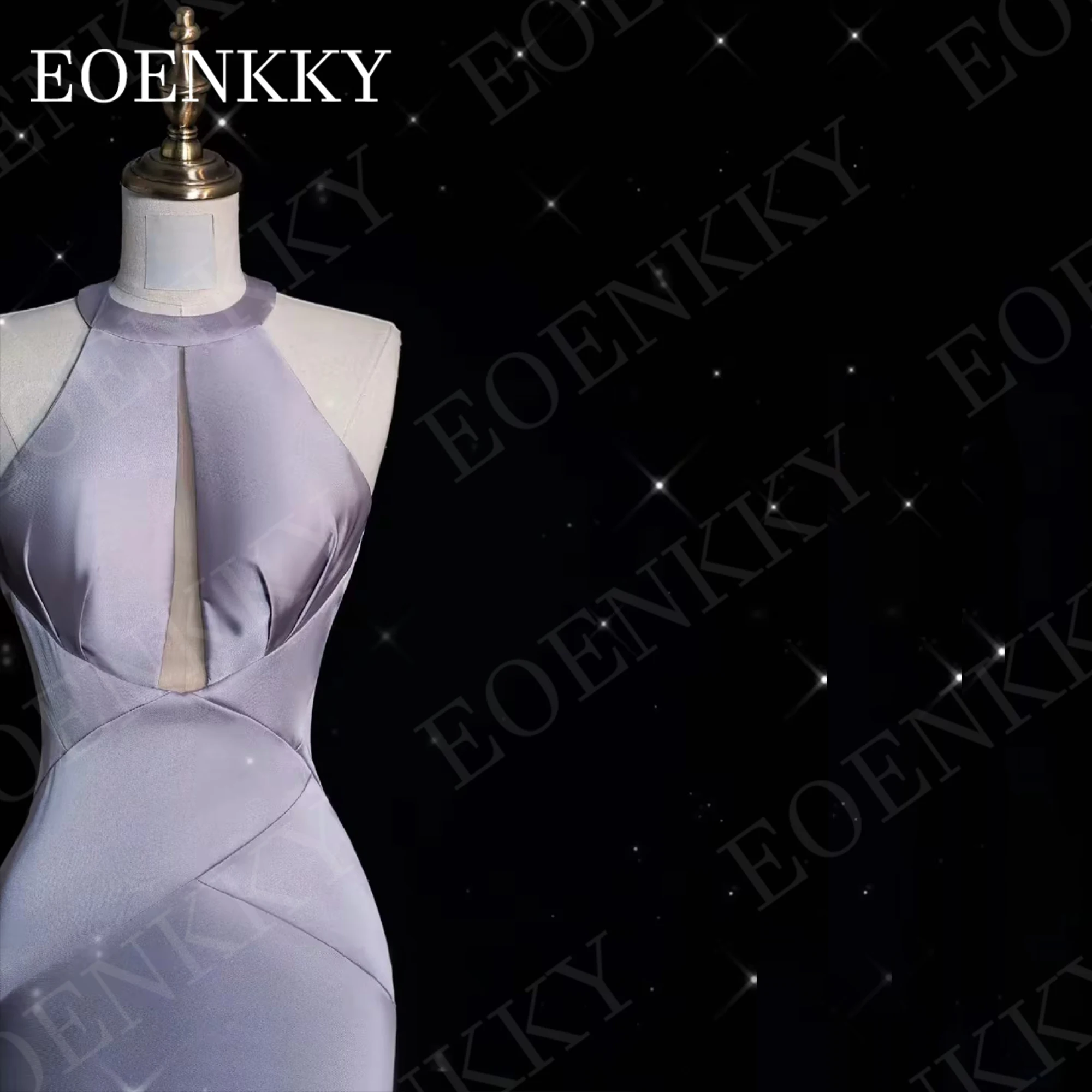 EOENKKY خمر مثير ضئيلة عارية الذراعين فساتين السهرة حورية البحر الساتان بلا أكمام فستان حفلة رسمي فستان سهرة النساء الرسن لافندر خمر نحيل مثير مساء ثوب حورية البحر الساتان بلا أكمام حزب ثوب