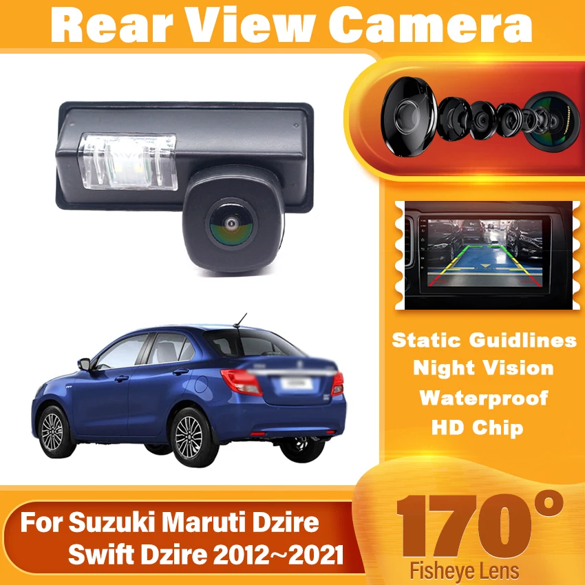 170° Rear View Camera For Suzuki Maruti Dzire Swift Dzire 2012~2018 2019 2021 CCD HD Night Vision Reverse Parking Backup Camera