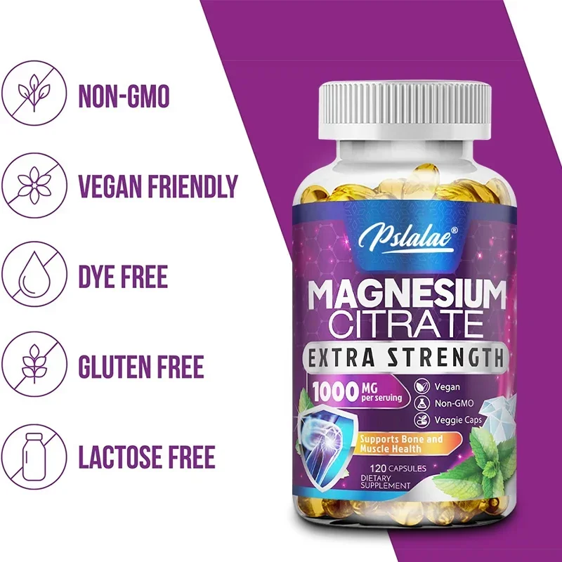 Magnesium Citrate 1000mg - Maximum Absorption for Muscle, Nerve, Bone and Heart Health Gluten Free, Non-GMO