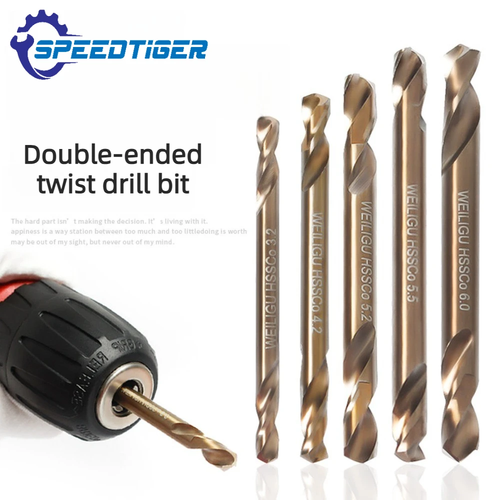 

SPEEDTIGER 3PCS Cobalt Double End Twist Drill Bit High Hardness for Drilling Steel Iron 304 Stainless Steel 2.5mm-6mm Diameter