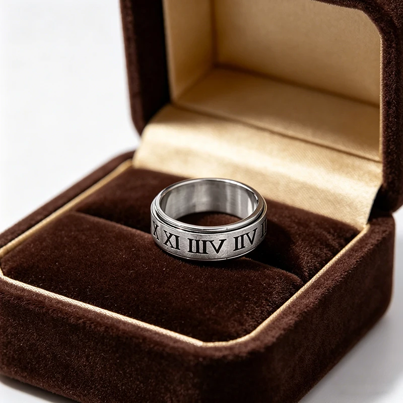 Fashion Stainless Steel Stress-reducing And Anti-anxiety Punk Gothic Roman Numerals Ring Men Women Jewelry Wholesale Size 6-12