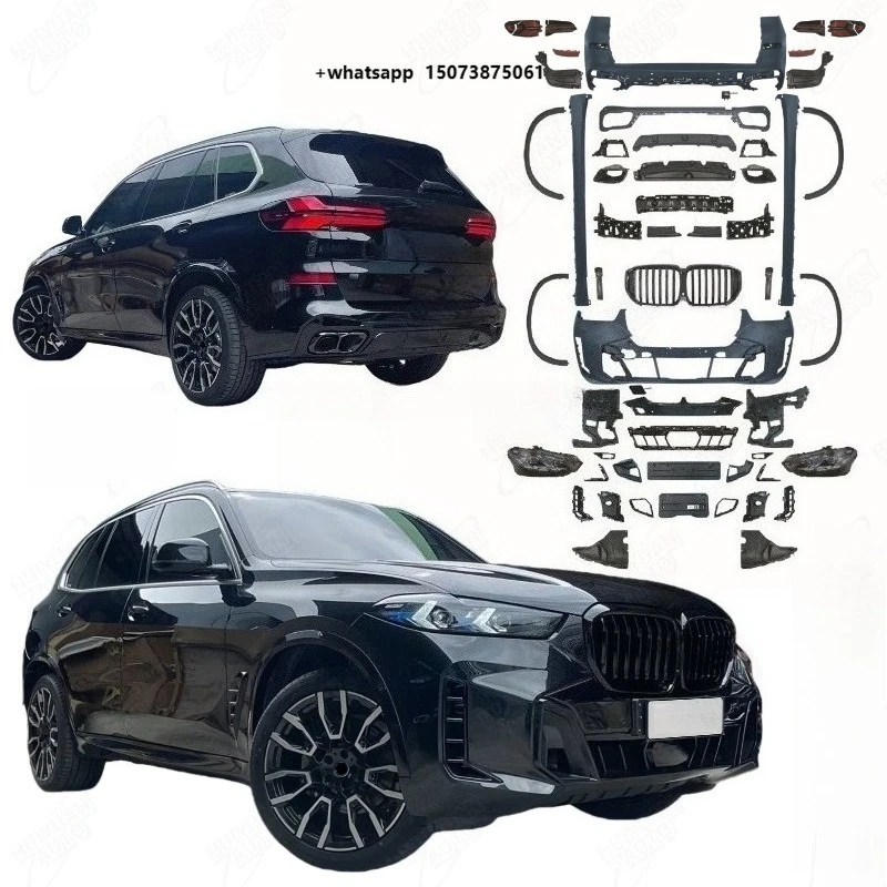 Car Bumpers for X5 G05/G18 2019-2022 Change to 2023 G05 LCI MT Model Contain Front and Rear Bumper with Grille Auto Lamps