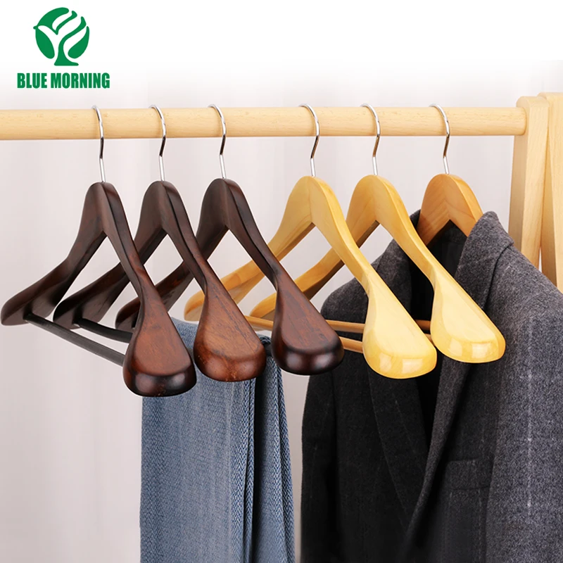 

4 Pcs Wide Shoulder Coat Hanger Wooden Clothes Hangers High-Grade Clothing Store Suit Hanger Hotel Closet Garment Rack Anti-slip