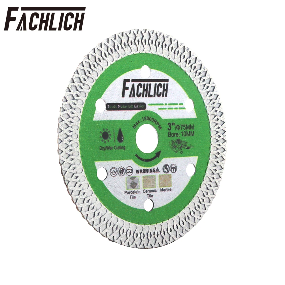 FACHLICH 3inch 75mm Diamond Cutting Disc Tile Cutter Marble Tile Ceramic Porcelain Cut Saw Blade Bore10mm Mini Grinder Plate