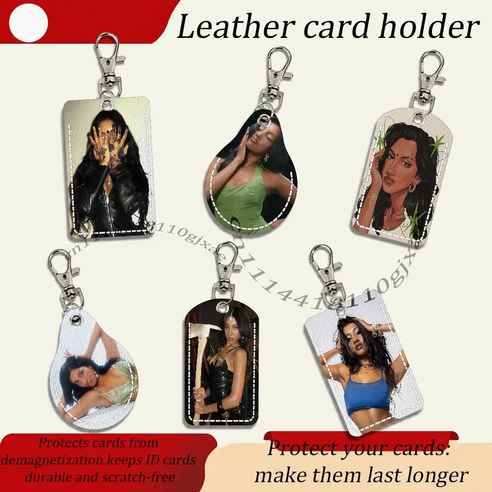 Lara K-KATSEYE Creature Card Case Leather Card Holder Keychain Key Ring Transportation Card Case With Lanyard