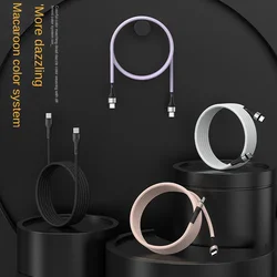100W High-speed Charging Cable For Huawei Samsung Xiaomi 1M 2M USB C To Type C Magnetic Automatic Storage Fast Charger Cable